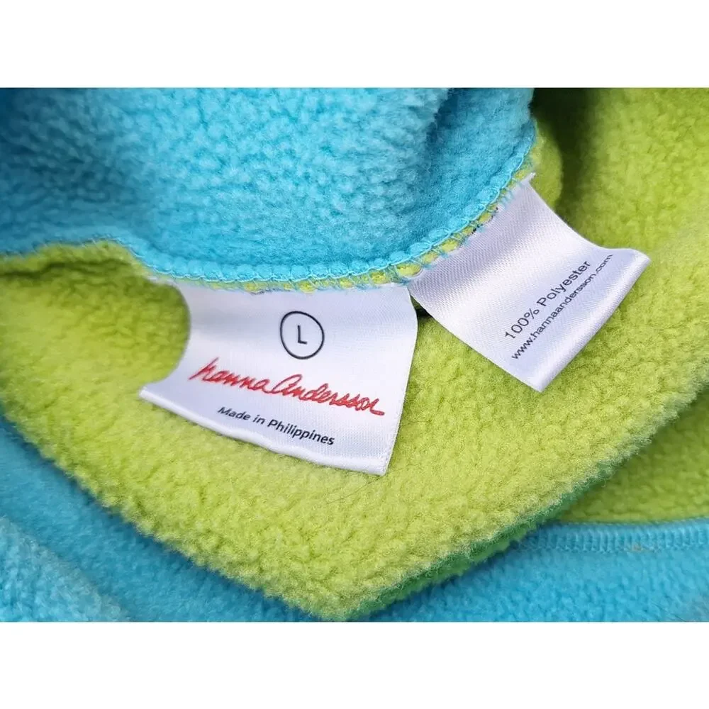 Hanna Andersson Kids  Fleece Hats + Mittens Big Kid L Blue Green Monster